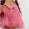 Mocamel Women Summer Beach Vacation Boho Tie Front Tank Crop Tops Sleeveless Ruffled Lace Trim Scoop - 3 of 4