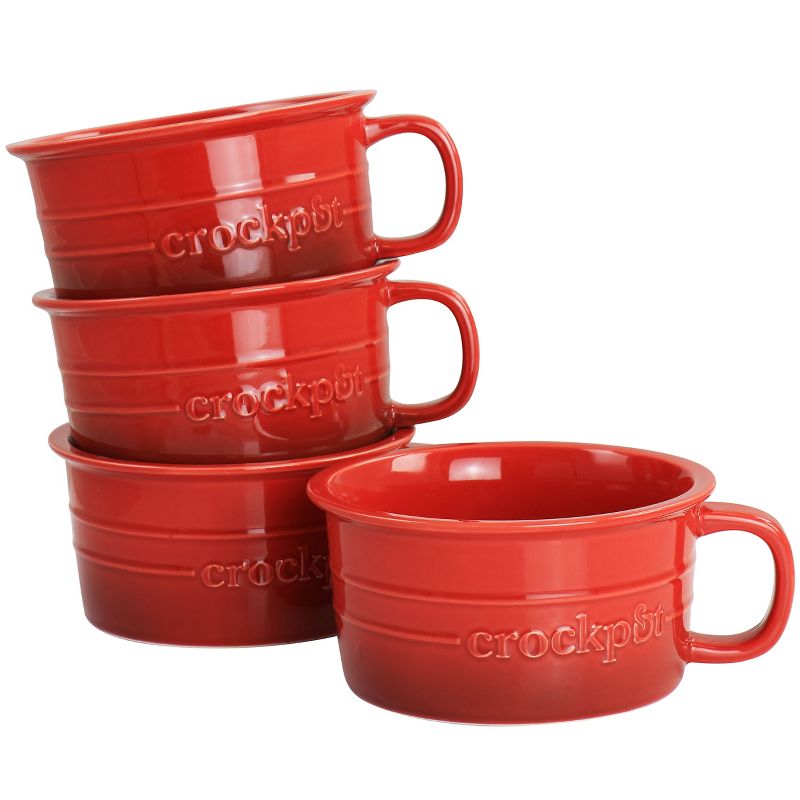 Crock Pot Appleton 24oz Stoneware 4 Piece Soup Mug Set in Gradient Red, 1 of 8