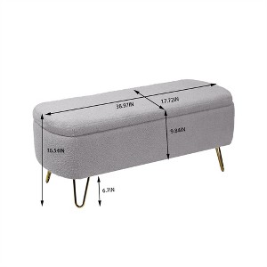 COWLOWN Faux Fur Storage Ottoman Bench with Gold Legs, Upholstered End of Bed Bench Seat with Lid for Bedroom Living Room Entryway - 1 of 4