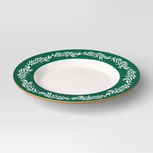 10.625" Stoneware Dinner Plate Green Leaf - Threshold™ - 1 of 3