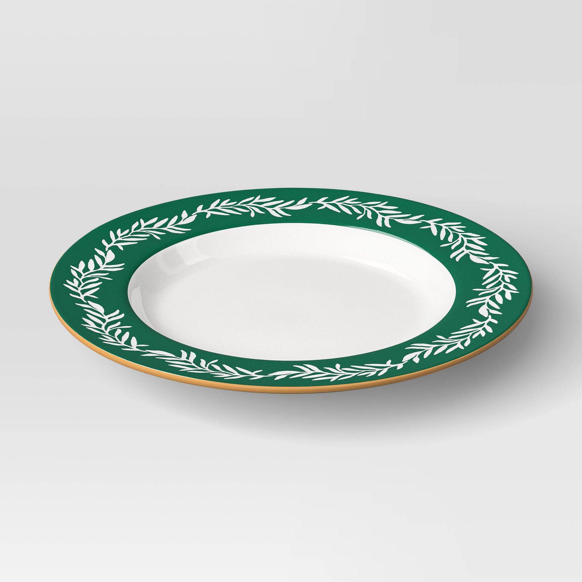 10.75" Stoneware Dinner Plate Green Leaf - Threshold™