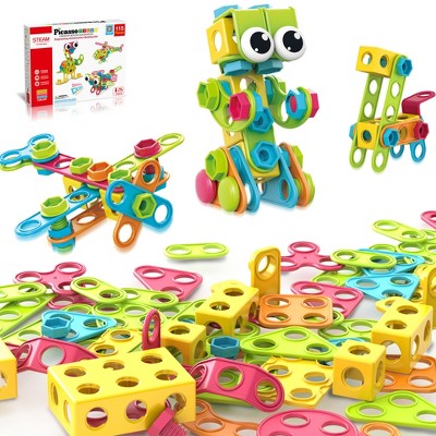 PICASSO-TILES 115 Piece Engineering Construction Toy with Hand Tools, STEM Toys for Kids 3+