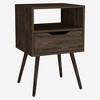 TIRAMISUBEST Dark Walnut Nightstand with Drawer & Shelf - Traditional Bedroom Side Table, Sturdy Wooden End Table for Bedroom Storage & Decor - 3 of 4