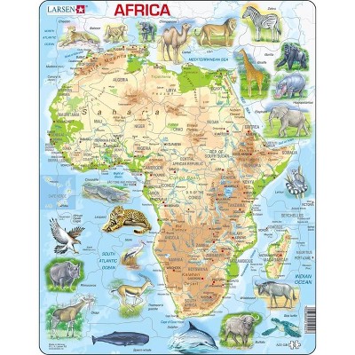 Larsen Puzzles Africa Map with Animals Kids Jigsaw Puzzle - 63pc