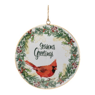 Seasons Greetings Cardinal Disc Ornament (Set of 6)