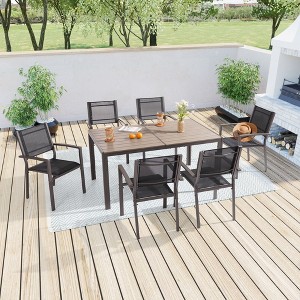 Sonkuki 7 Piece Patio Dining Set with HIPS Material Tabletop - 1 of 4