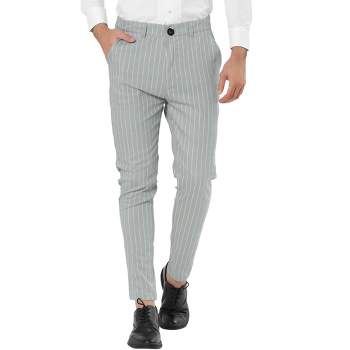 Lars Amadeus Men's Dress Striped Slim Fit Flat Front Business Trousers