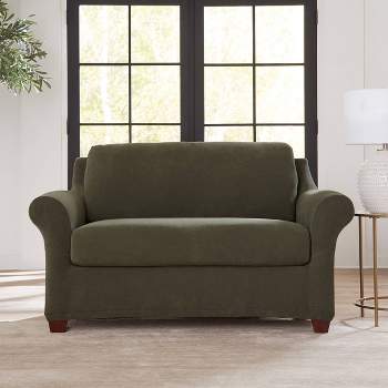 Sure Fit 2pc Stretch Pique Loveseat Cover and Cushion Cover