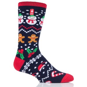 Heat Holder® Men's Clark LITE™ Festive Socks | Thermal Yarn | Medium-Thick Socks Casual Shoes + Boots | Warm + Soft, Hiking, Cabin, Cozy at Home Socks | 5X Warmer Than Cotton - 1 of 3