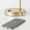 Brightech Elizabeth Modern (Includes LED Light Bulb) USB & Wireless Charging Arc Desk Table Lamp Antiqued Brass: 16" USB Port, UL Listed - 4 of 4