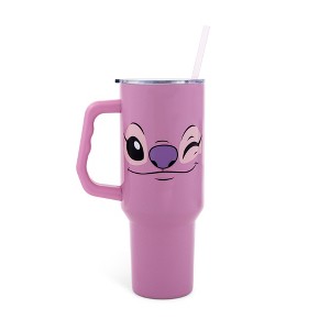 Silver Buffalo Disney Lilo & Stitch Angel Stainless Steel Tumbler With Handle | Holds 40 Ounces - 1 of 4