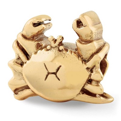 Black Bow Jewelry Crab Bead Charm in 14k Yellow Gold Plated Sterling Silver