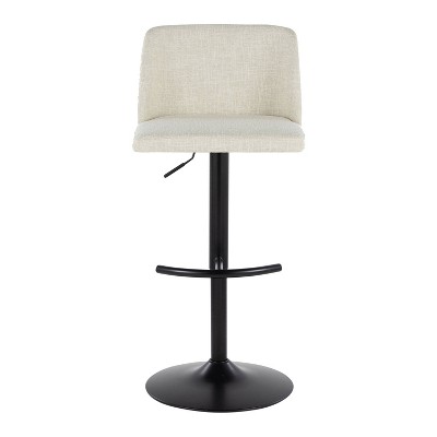 Beige Adjustable Swivel Barstool with Metal Frame