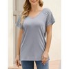 Womens Summer Tops Casual Short Sleeve V Neck T Shirts Loose Mesh Solid Color Patchwork Tunic Blouse Shirts - 3 of 4