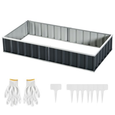 Large Dark Gray Metal Raised Garden Bed for Outdoor Spaces