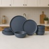 FONTOI 12-Piece Stoneware Dinner Plates, Stackable Bowls Sets for 4, Dinner Plates Bowls Set for Home, Kitchen, Blue, 10"*0.7"*10" - 2 of 4