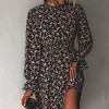 Women's Ditsy Floral Long Sleeve A-Line Mini Dress Smocked Dress - Cupshe - Black - 2 of 4