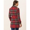 Allegra K Women's Notched Lapel Double Breasted Winter Plaids Overcoat - 4 of 4