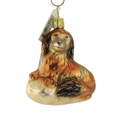 Inge Glas 3.5" Dashsi Ornament Long-Haired Dachshund  -  Tree Ornaments