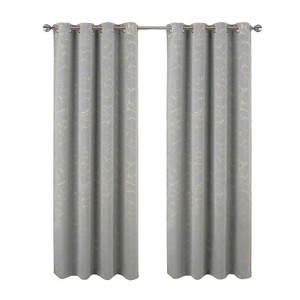 RT Designers Collection Heidi Halo Foil Blackout Polyester Window Curtain Grommet Panel 52" x 84" Silver - 1 of 4