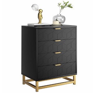 Dresser for Bedroom, 4 Drawer Dresser with Metal Legs, Wood Dresser Chest Organizer with Wide Storage - 1 of 4
