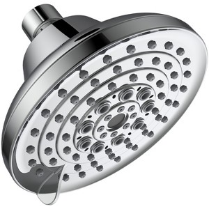DOMETOUR 6 Spray Settings High Pressure Shower Head, 5'' Rain Fixed Chrome Showerhead, Adjustable Anti-Clog Nozzles, Low Flow, Easy Installation - 1 of 4