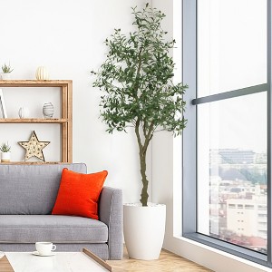 Artificial Olive Tree, Faux Silk Plant Faux Olive Tree with Pot for Office House Living Room Home Decor Housewarming Gift - 1 of 4