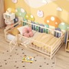 Tangkula Twin Size Floor Bed w/High Fence & Door Safety Guardrails Wood Floor Bed Frame - 2 of 4