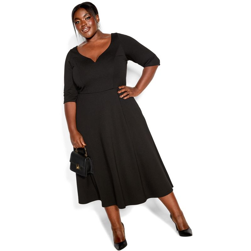 Women's Plus Size Cute Girl Elbow Sleeve Dress - black | CITY CHIC, 2 of 6