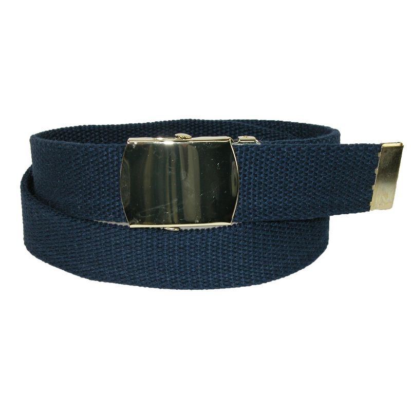 CTM Kids' Cotton Adjustable Belt with Brass Military Buckle (Pack of 2), 1 of 2