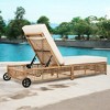 Mshliw Outdoor Lounge Chair with 5-Position Backrest, Rattan Chaise Lounge with Cushion and Wheels for Poolside, Backyard & Garden - 2 of 4