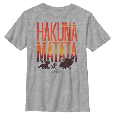 Boy's Lion King Hakuna Matata Sunset T-shirt - Athletic Heather - Large ...