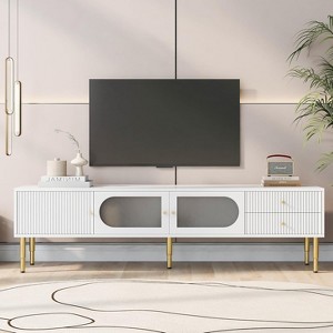 Acekool TV Stand with Storage Drawers and Cabinets, Easy Assembly Media Console for TVs up to 80", White - 1 of 4