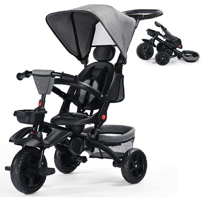 Kinder King 7 in 1 Kids Baby Stroller Tricycle Folding Toddler Trike w/Adjustable Push Handle