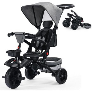 Kinder King 7 in 1 Kids Baby Stroller Tricycle Folding Toddler Trike w/Adjustable Push Handle - 1 of 4