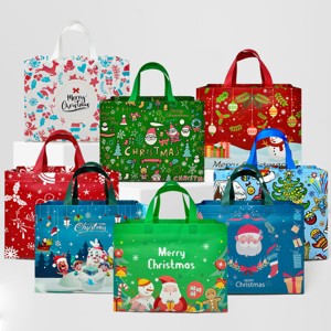 Wrapables Christmas Gift Bags with Handles, Non-Woven Reusable Holiday Totes for Gift Wrap, Parties, Favors and Treats (Set of 8), Christmas Holidays - 1 of 4