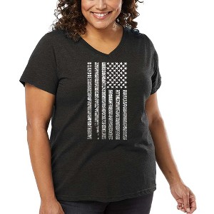 LA Pop Art Women's Word Art V-Neck - National Anthem Flag - 1 of 4