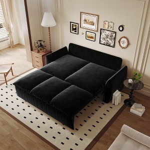 KWPZQEB 70.9" Pull Out Sofa Bed, Velvet Loveseat Bed with 2-in-1 Pillow & Blanket Set, Modern Pull Out 3-Seater Sofa, Space Saving for Apartments - 1 of 4