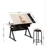 JVNOXK adjustable drawing drafting table desk with 2 drawers for home office and school with stool(white) - 3 of 4