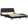 vidaXL Full-Size Bed Frame & Headboard in Black Faux Leather with Waved Design, Plywood Slats & Plush Cushion - Elegant Bedroom Furniture - 4 of 4