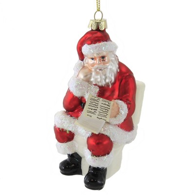 Holiday Ornament 6.0" North Poo Santa Ornament Clause Toilet Christmas  -  Tree Ornaments