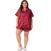 Agnes Orinda Women's Plus Size Elegant Satin Pajamas Sets with Pockets 2 Pcs - 3 of 4