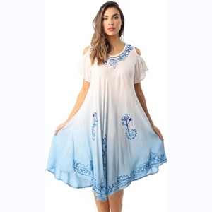 Riviera Sun Womens Cold Shoulder Ombre Tie-Dye Sundress  Lightweight Casual Beach Dress & Swimsuit Cover-Up - 1 of 4