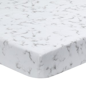 Lambs & Ivy Signature Gray/White Marble Organic Cotton Fitted Crib Sheet - 1 of 4