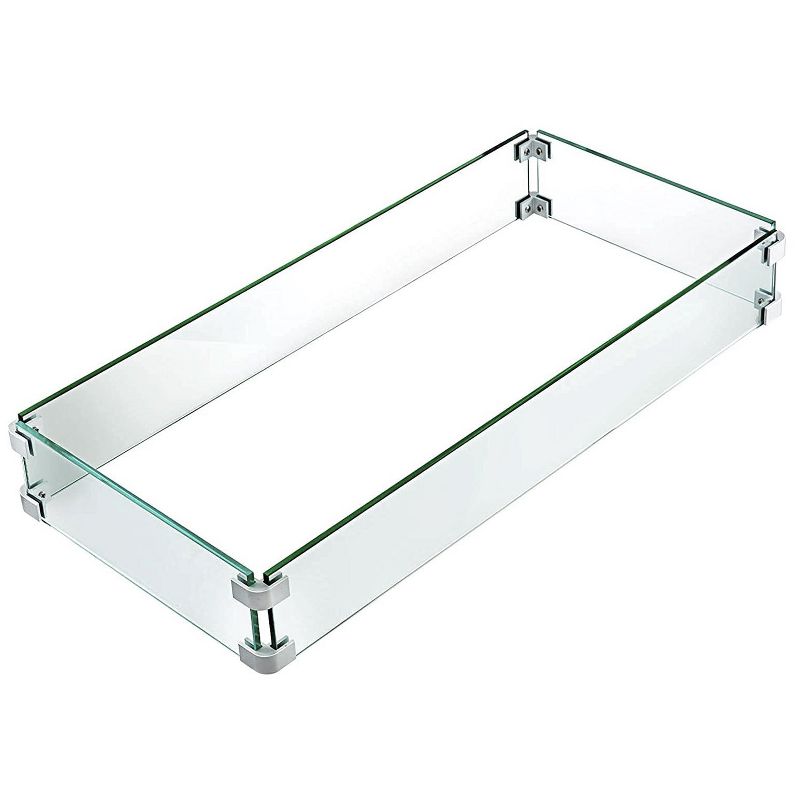 Kinger Home 26-inch Rectangular Glass Wind Guard for Fire Pit and Tables, 1 of 4