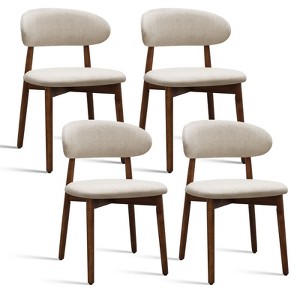 Sapphtopaz Modern Dining Chairs with Curved Back Cotton-Linen Upholstered Kitchen Chair with Wood Legs Armless Chair for Dining Room - 1 of 4