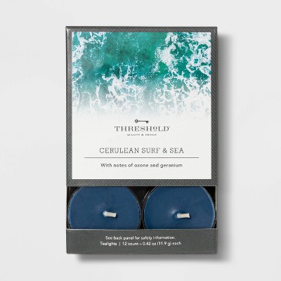 Photo 1 of 12pk Tealight Cerulean Surf and Sea Candle - Threshold 6pk