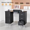 Karlhome 42.5 in. White MDF and Glass 3-Drawer Manicure Table Nail Desk with Cabinet, Electric Dust Collector - 2 of 4