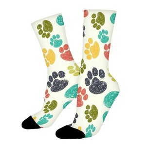 Vintage Animal Paw Women Printed Crew Socks Funny Funky Socks Soft Polyester Novelty Gifts for Artists Men - 1 of 1