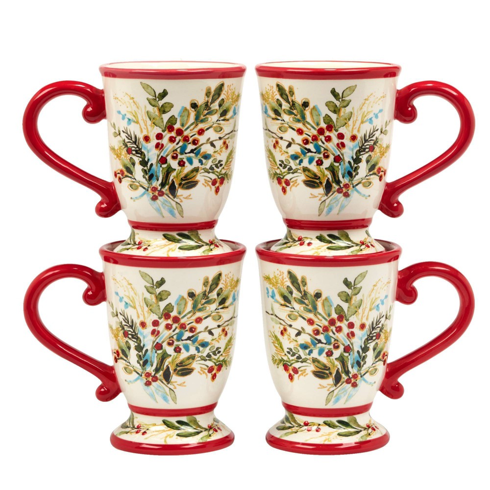 Photos - Glass Certified International Set of 4 18oz Christmas Gatherings Mugs 